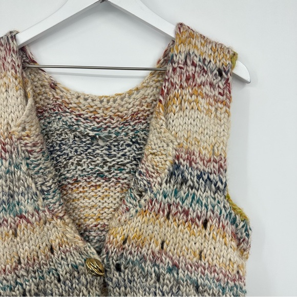Handmade Sweater Vest Cardigan Size Medium Hoho Western Cottage Fall Cozy Knit - Picture 5 of 8